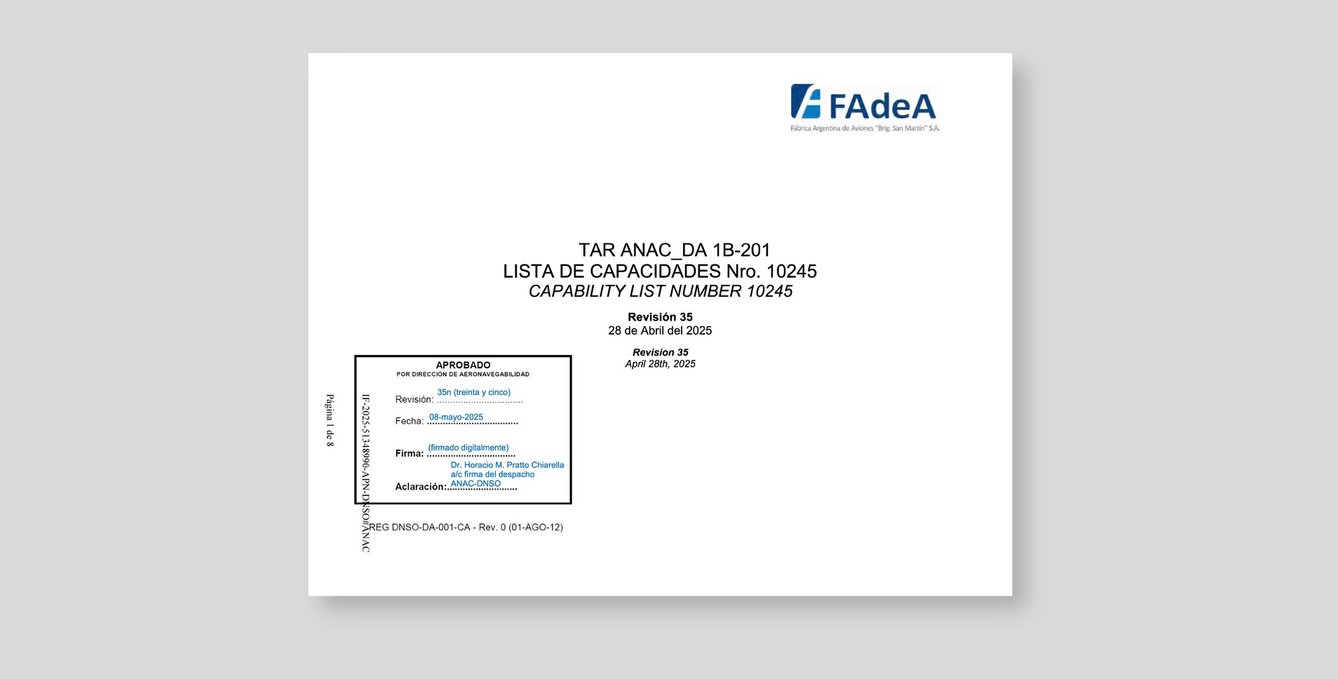 ANAC - Lista de Capacidades
